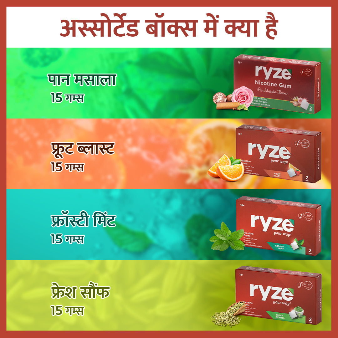 RYZE गम्स कॉम्बो पैक (60 गम्स)