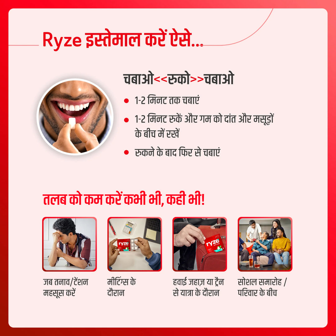 RYZE गम्स कॉम्बो पैक - 6 फ्लेवर