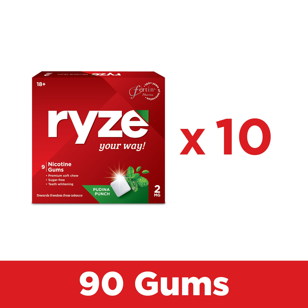 RYZE गम्स पुदीना पंच फ्लेवर - 2mg