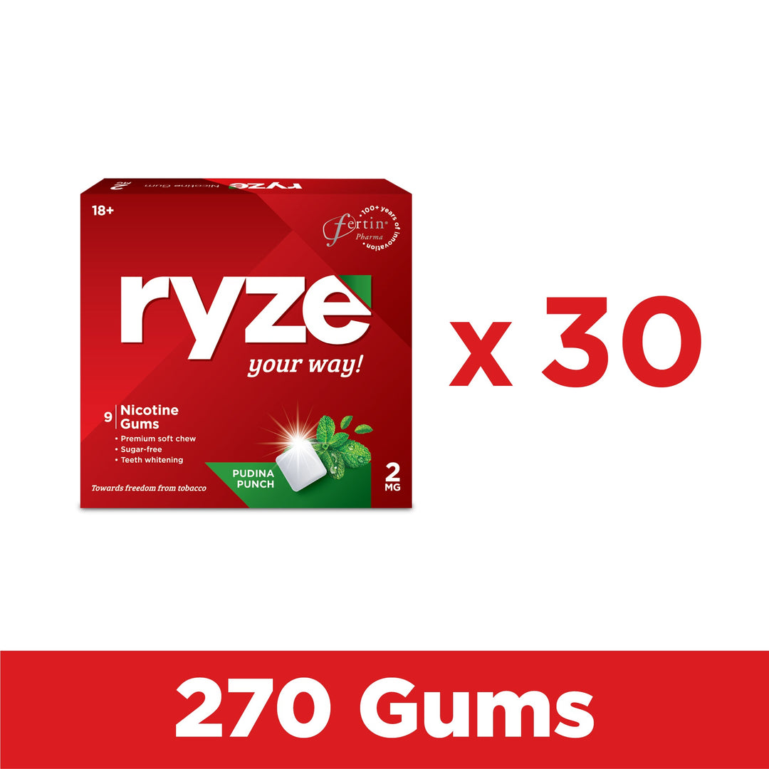 RYZE गम्स पुदीना पंच फ्लेवर - 2mg