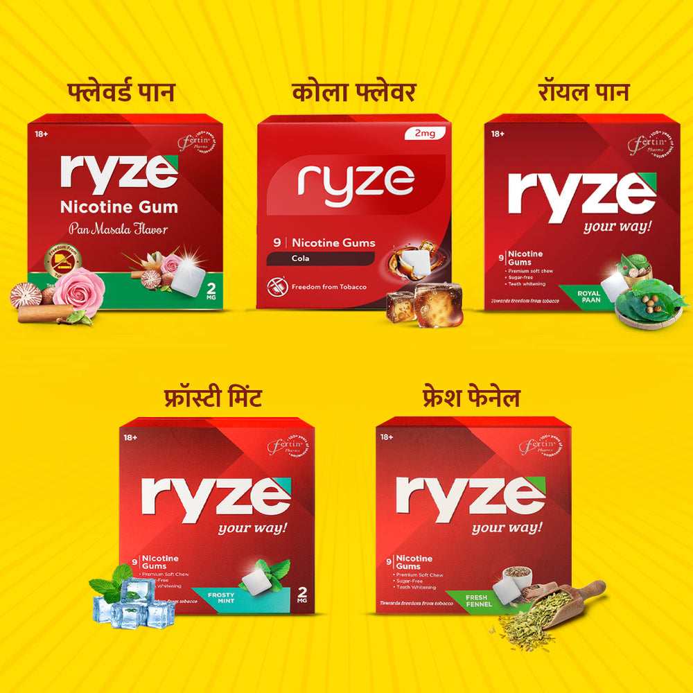RYZE गम्स कॉम्बो पैक - 6 फ्लेवर